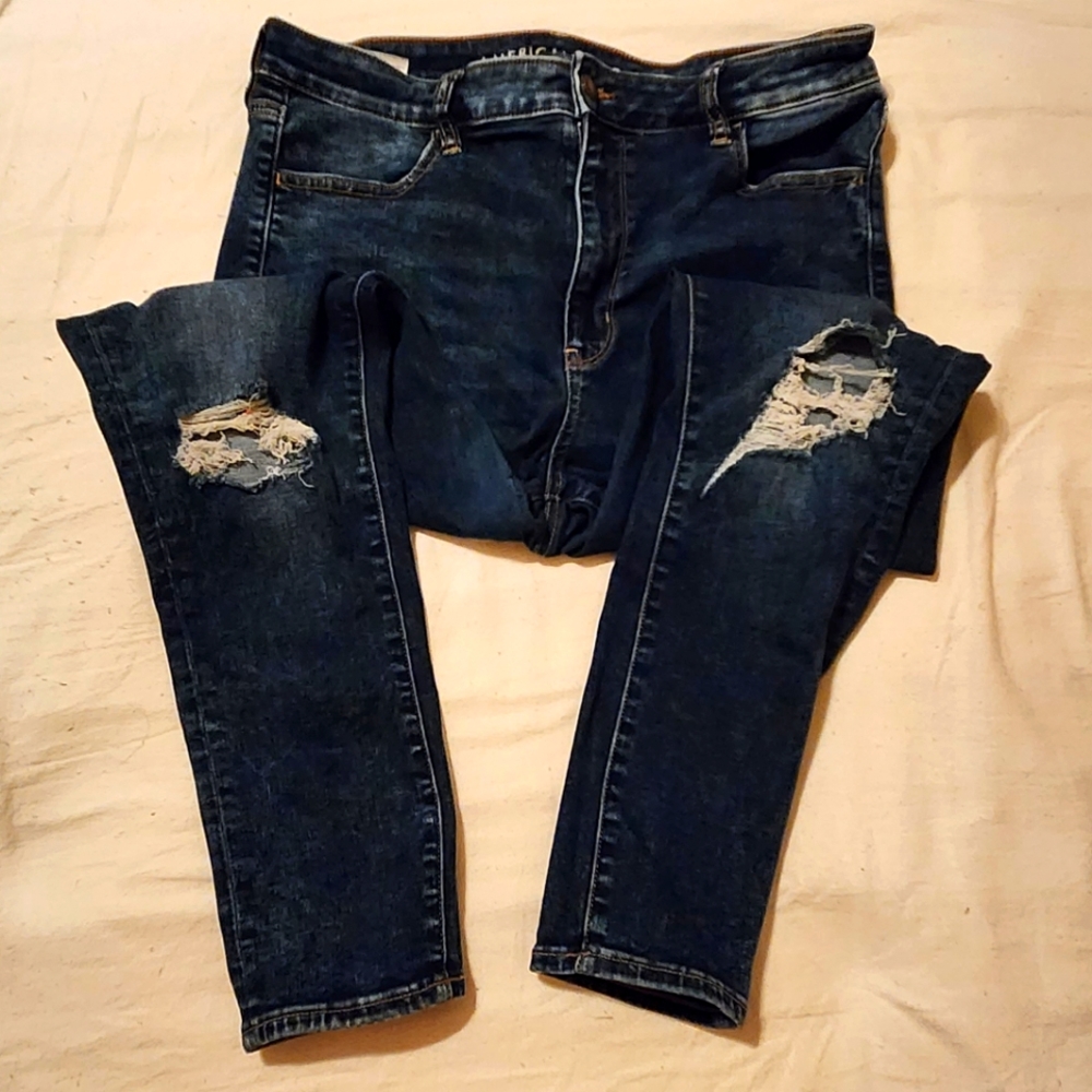 American Eagle Next Level Super Skinny Jegging Dark Wash Jeans 14 Short